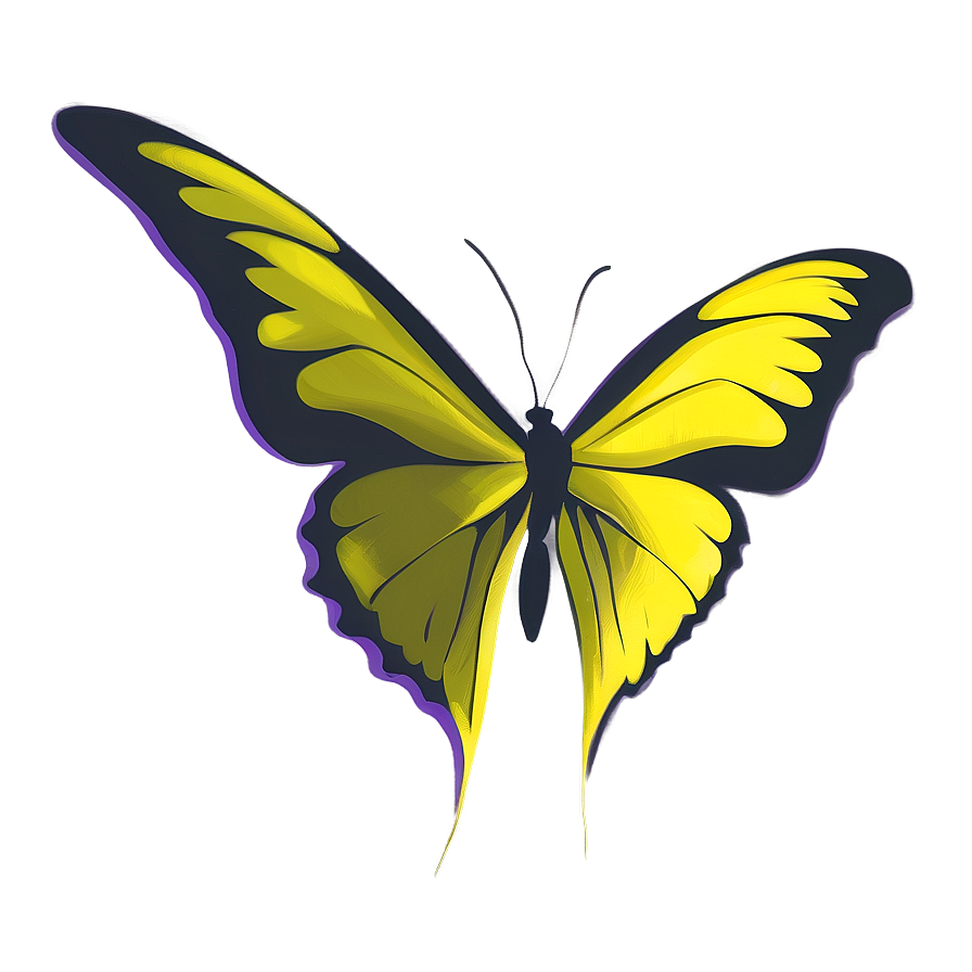 Yellow Butterfly Outline Png Trg44