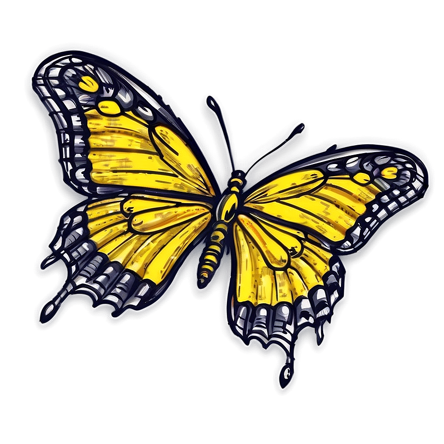 Yellow Butterfly Sketch Png 06292024