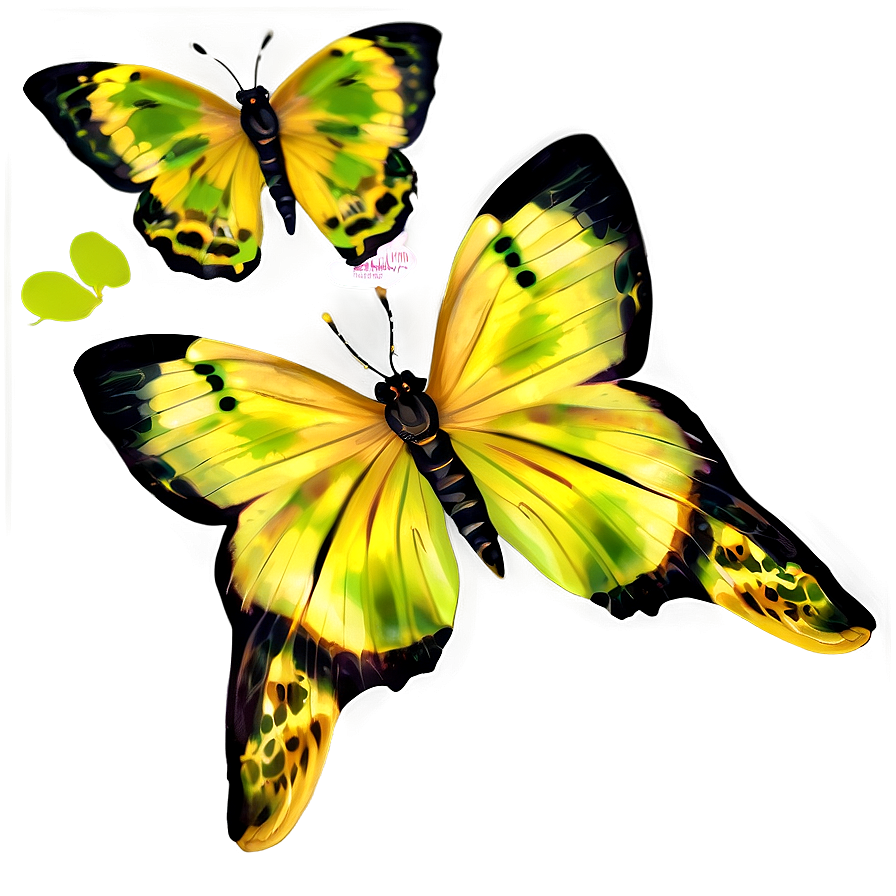 Yellow Butterfly With Green Background Png 06292024