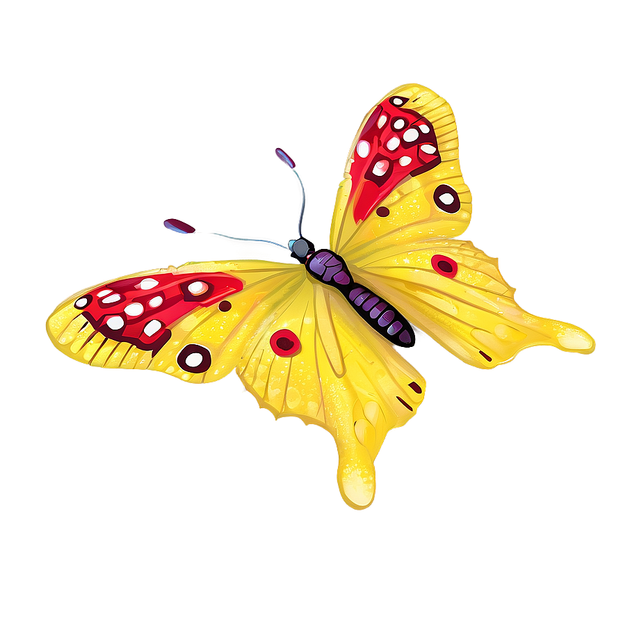 Yellow Butterfly With Red Spots Png 76