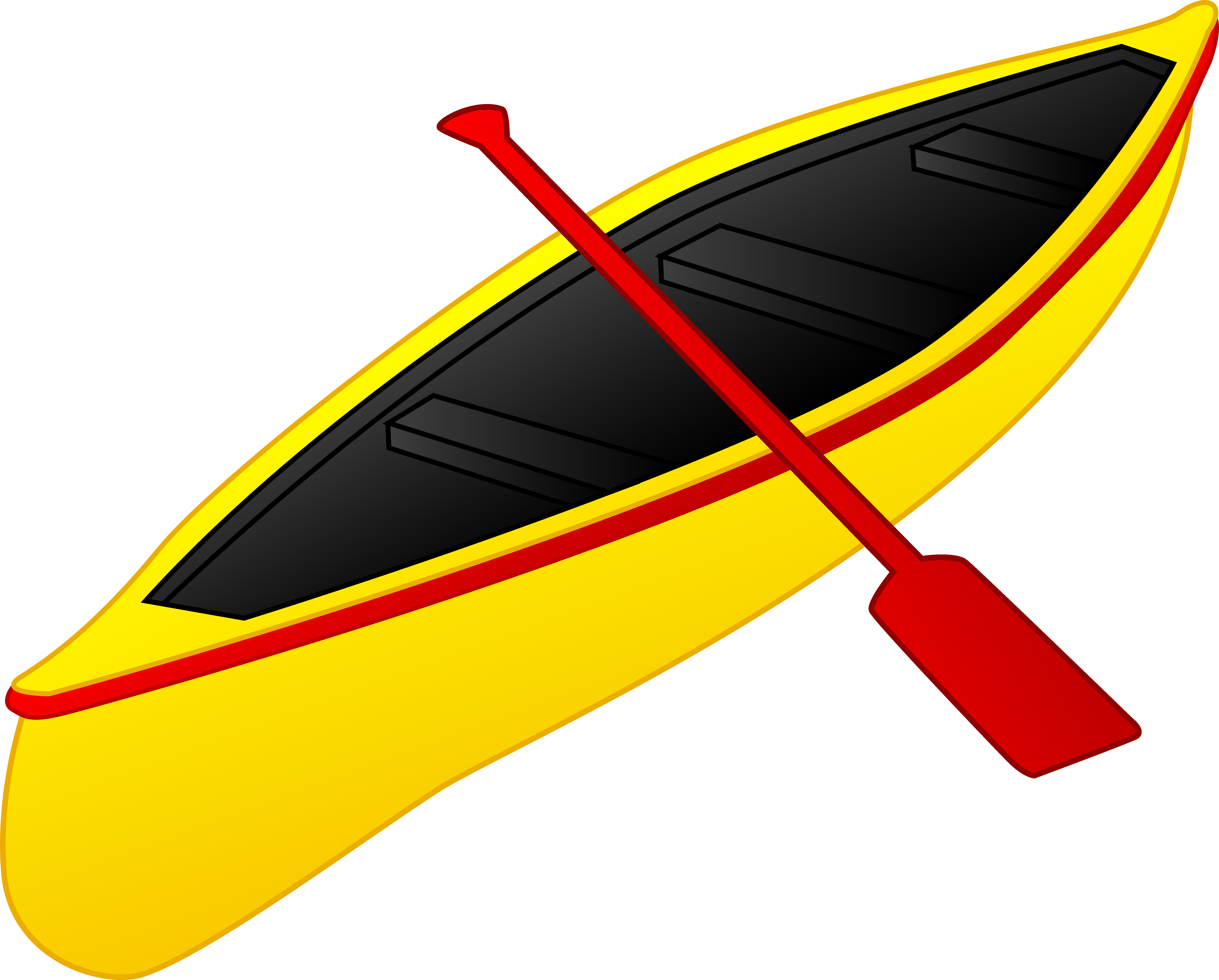 Yellow Canoewith Paddle Illustration