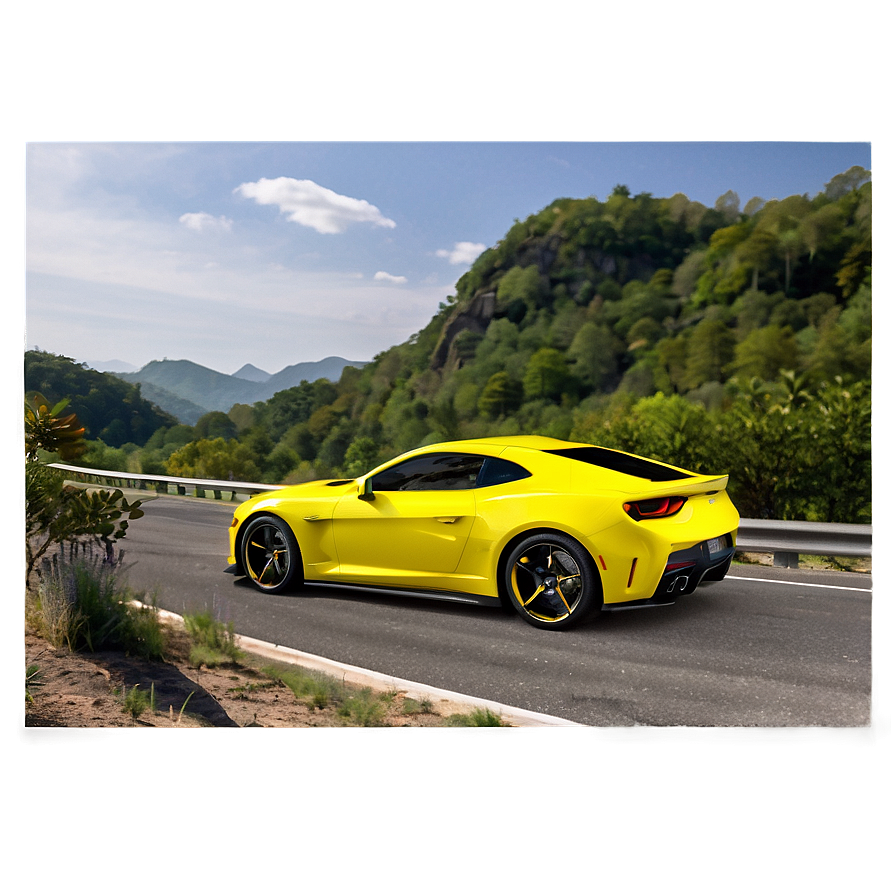 Yellow Car On Road Png 1