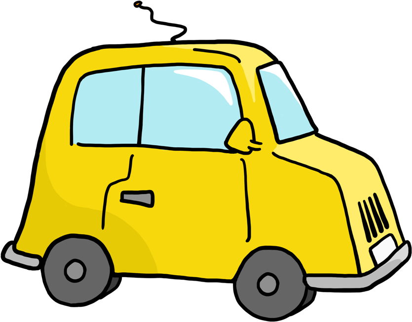 Yellow Cartoon Car Illustration