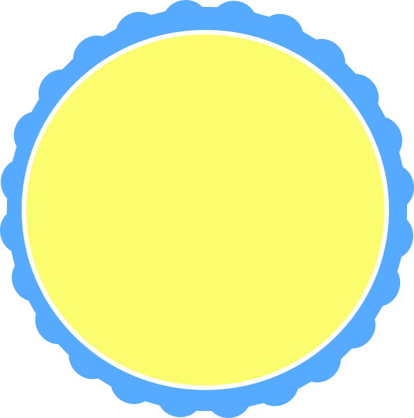 Yellow Circle Blue Scalloped Frame