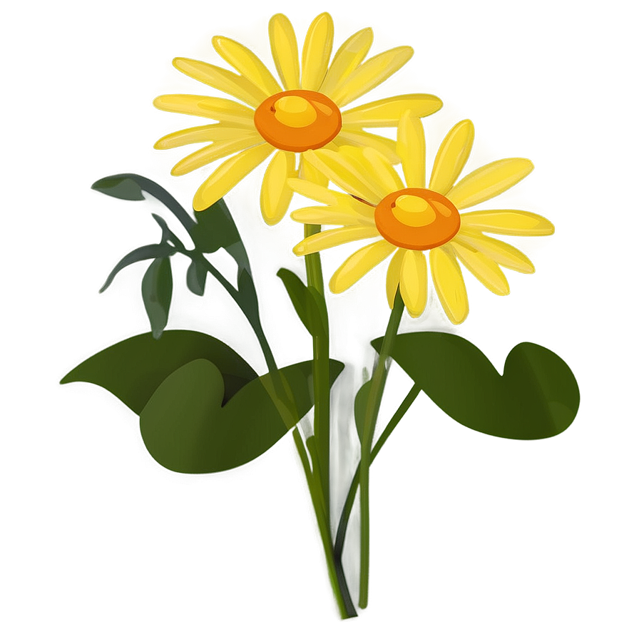 Yellow Daisy Flat Design Png Mne