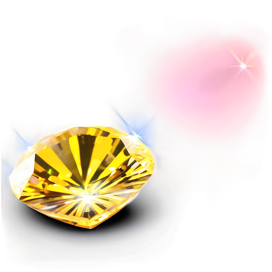 Yellow Diamond With Light Reflection Png Qos72