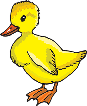 Yellow Duckling Cartoon Illustration