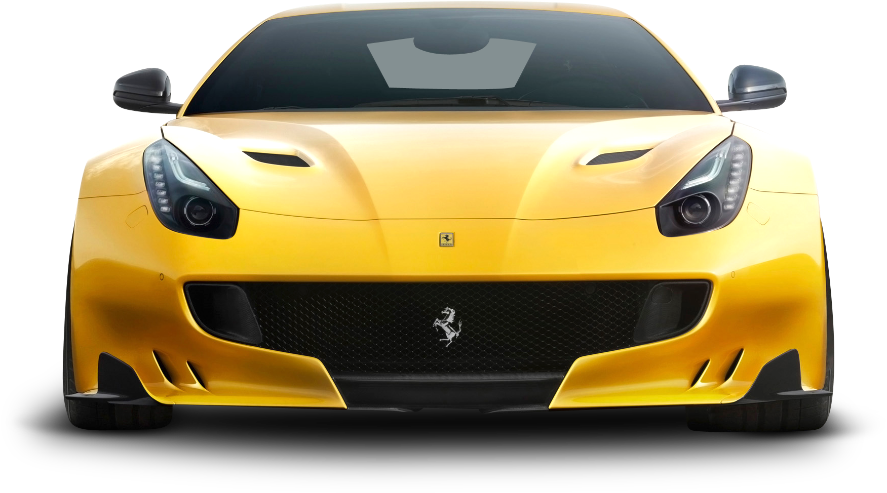 Yellow Ferrari Sports Car Front View