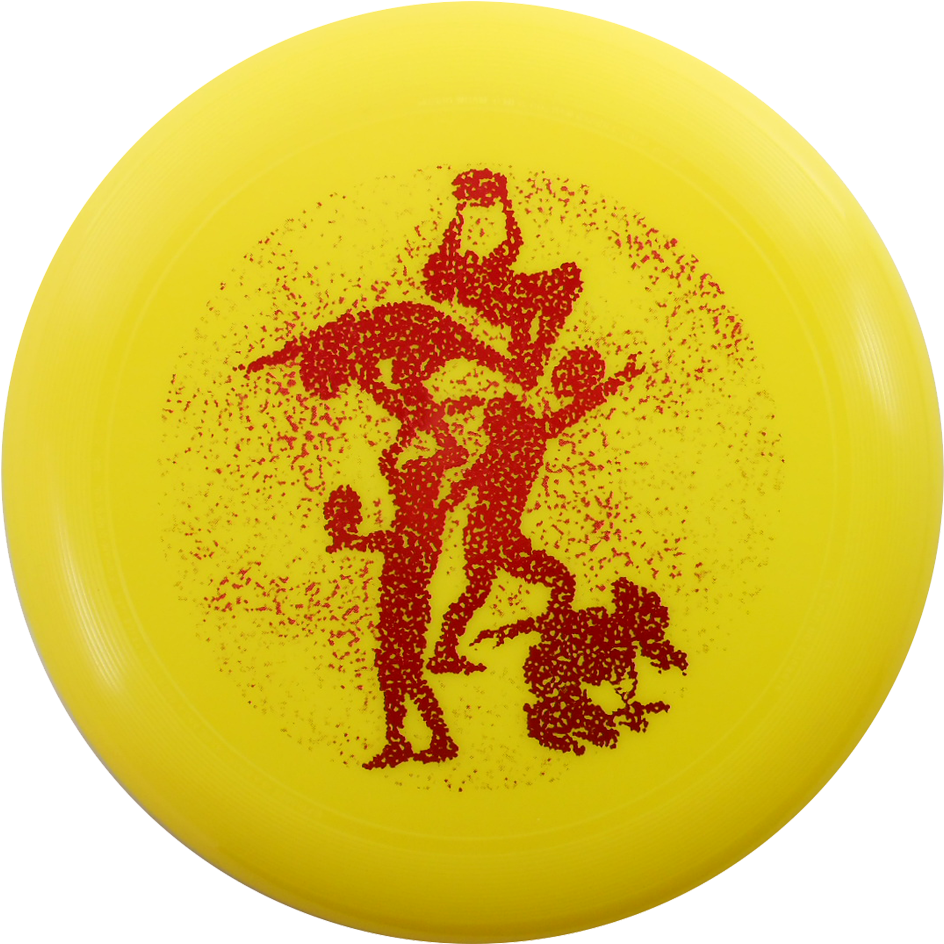 Yellow Frisbee Red Silhouette Graphic