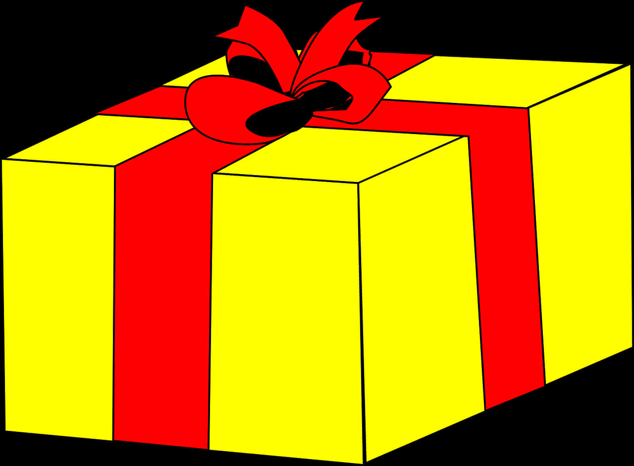 Yellow Gift Box Red Ribbon