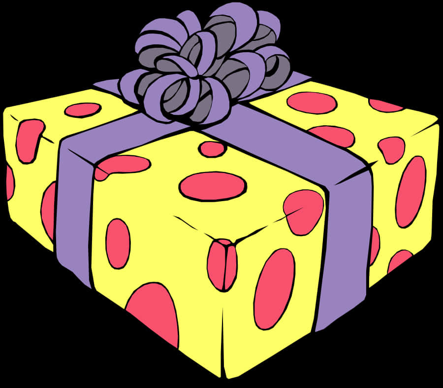 Yellow Gift Box With Purple Ribbon