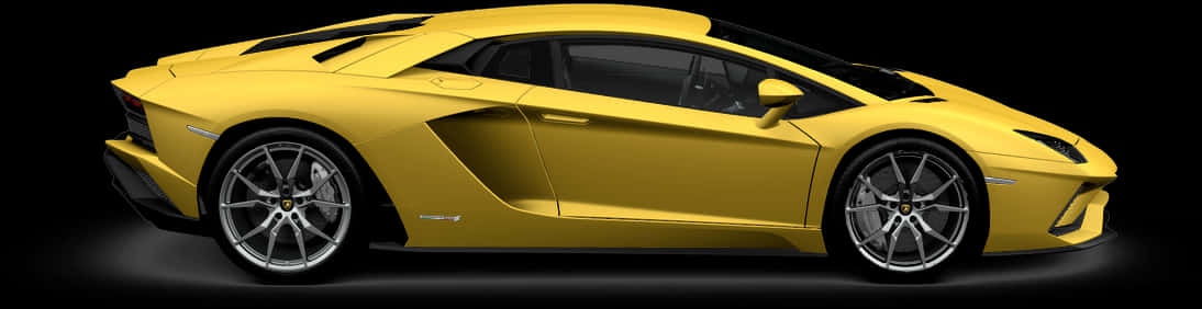 Yellow Lamborghini Aventador Side View