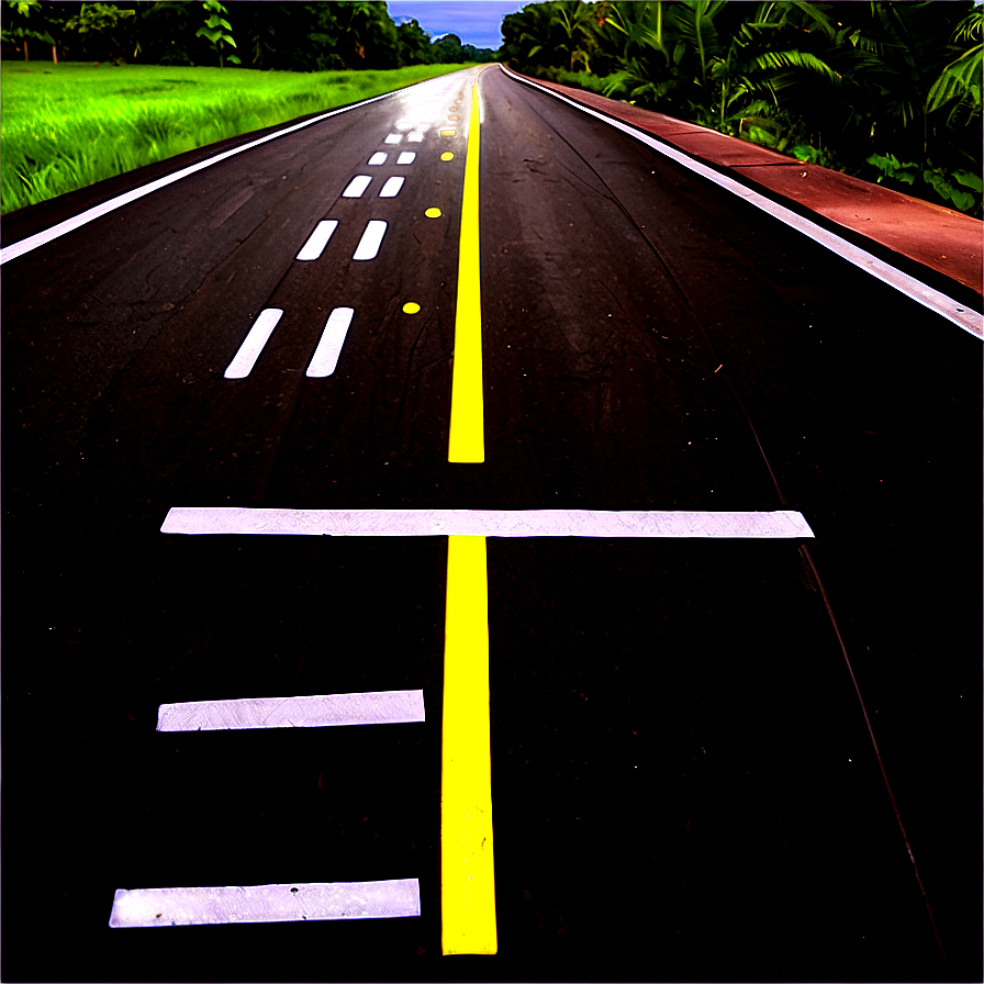 Yellow Line Road Marking Png 06132024