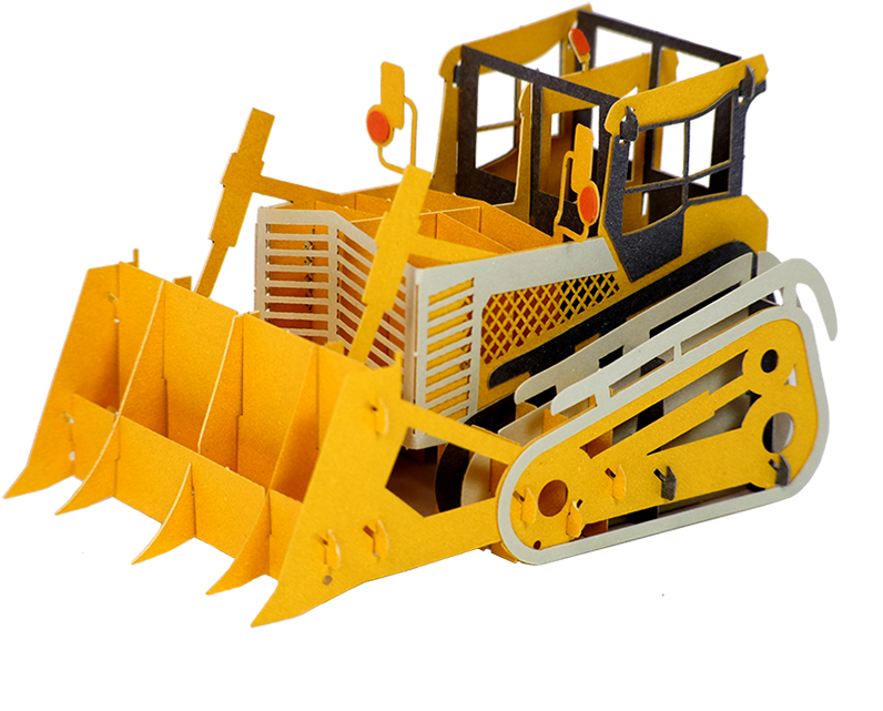 Yellow Paper Craft Bulldozer