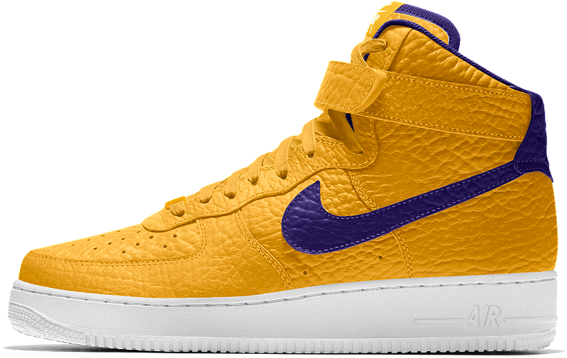 Yellow Purple Nike Air Force1 High Top Sneaker
