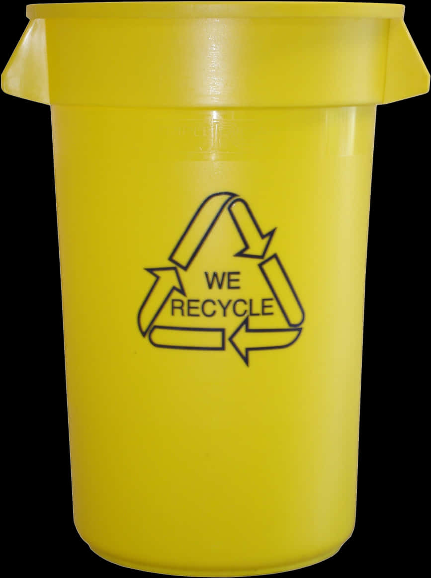 Yellow Recycling Bin We Recycle Symbol