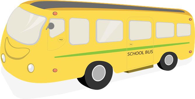 Yellow School Bus Cartoon Illustration