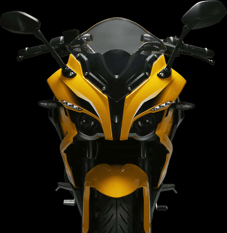 Yellow Sport Motorcycle Front View