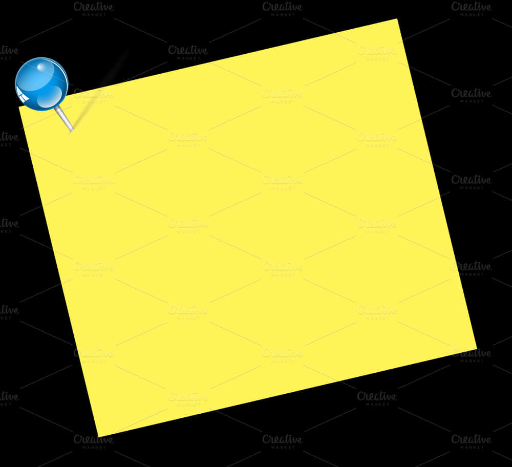 Yellow Sticky Note Pinned Black Background