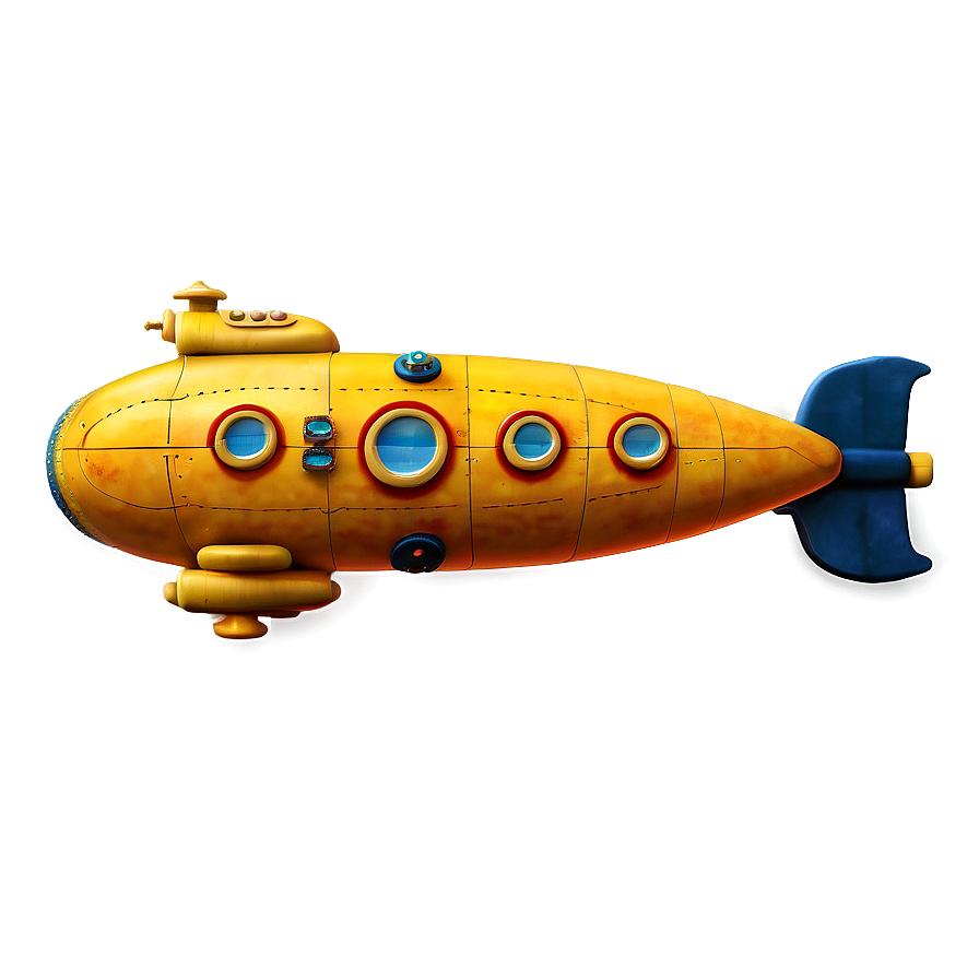 Yellow Submarine On Sea Background Png 06292024