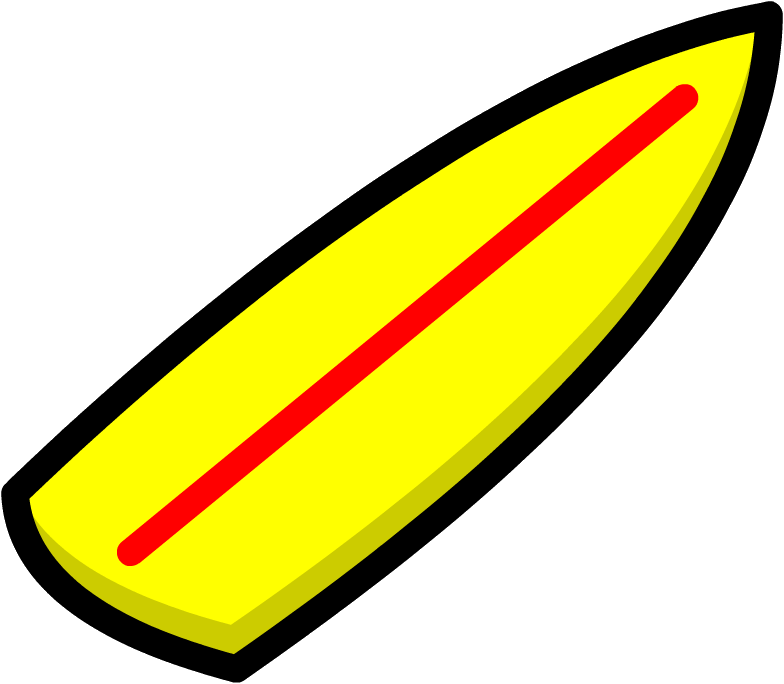 Yellow Surfboard Red Stripe