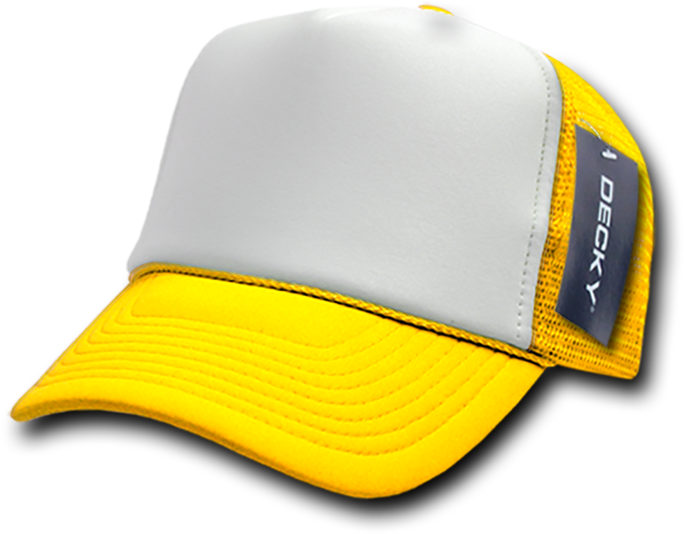 Yellowand White Baseball Cap D E C K Y Brand