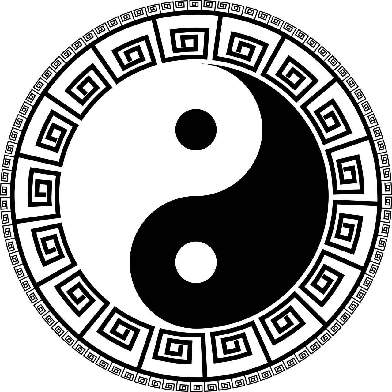 Yin Yang_ Greek Key_ Border_ Vector