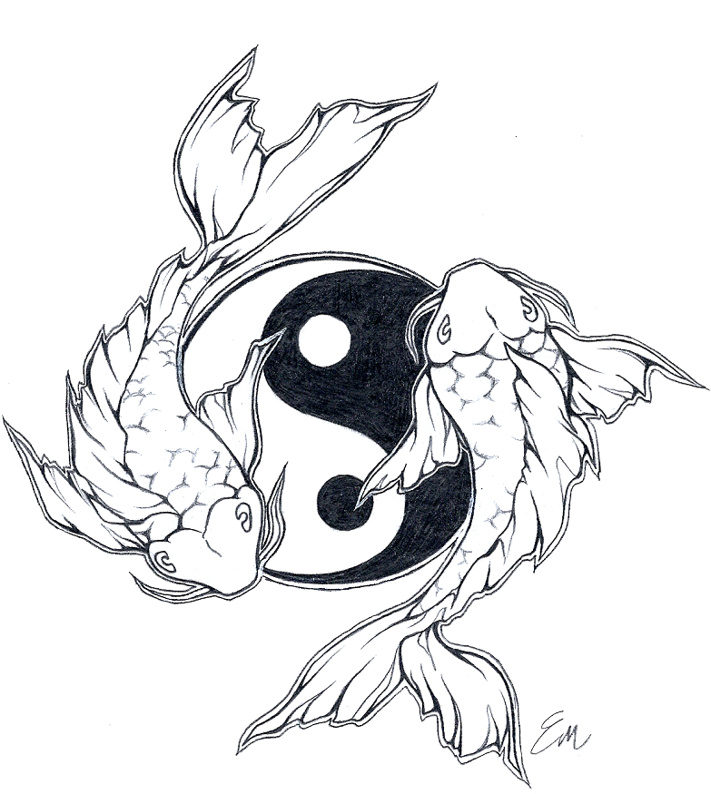 Yin Yang Koi Fish Drawing