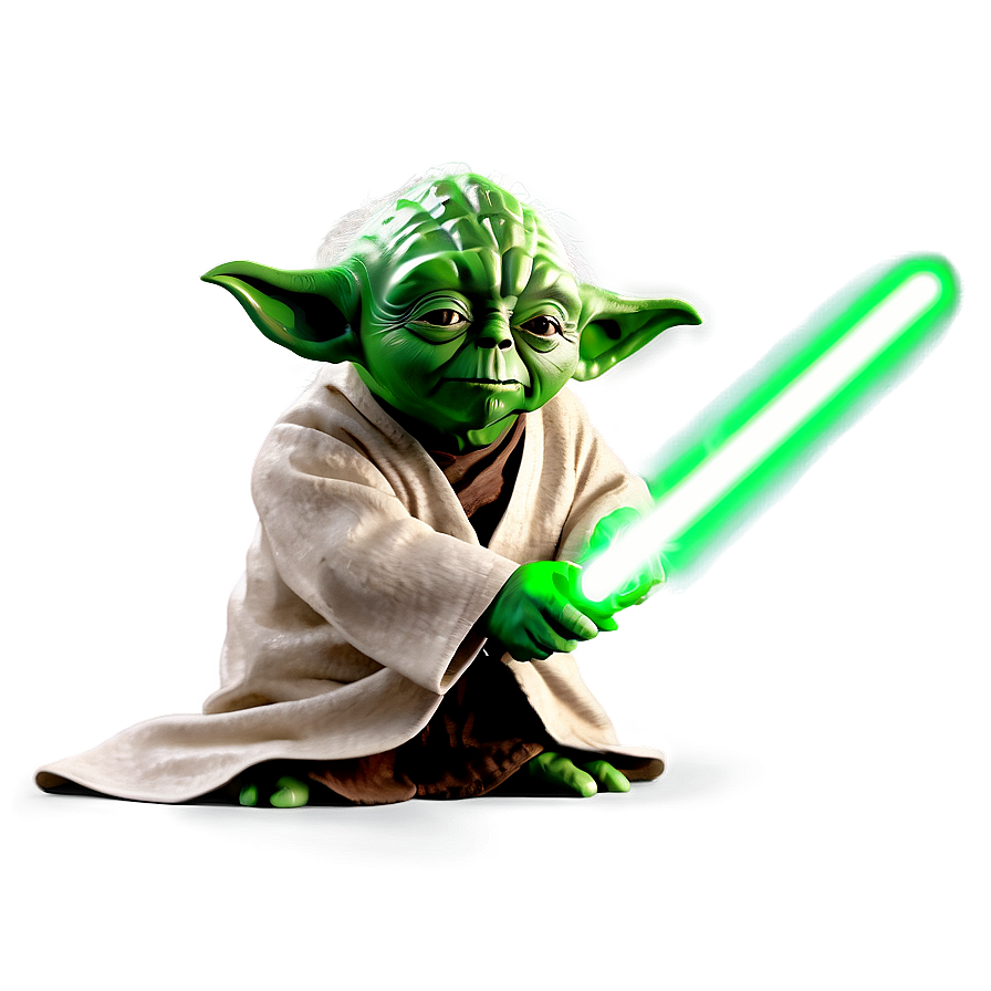 Yoda With Green Lightsaber Png Abn