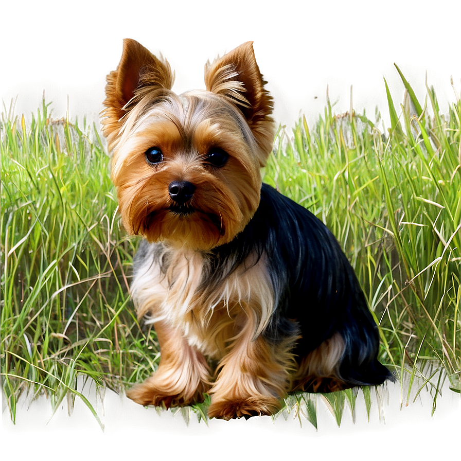 Yorkie In Grass Png Ceh15