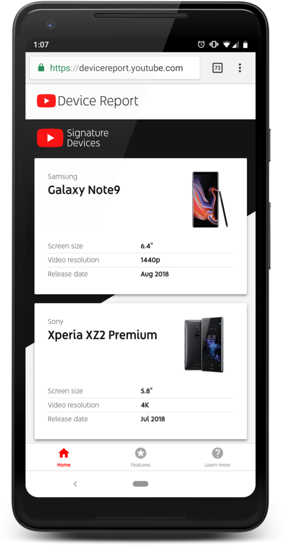 You Tube Device Report Smartphones Comparison