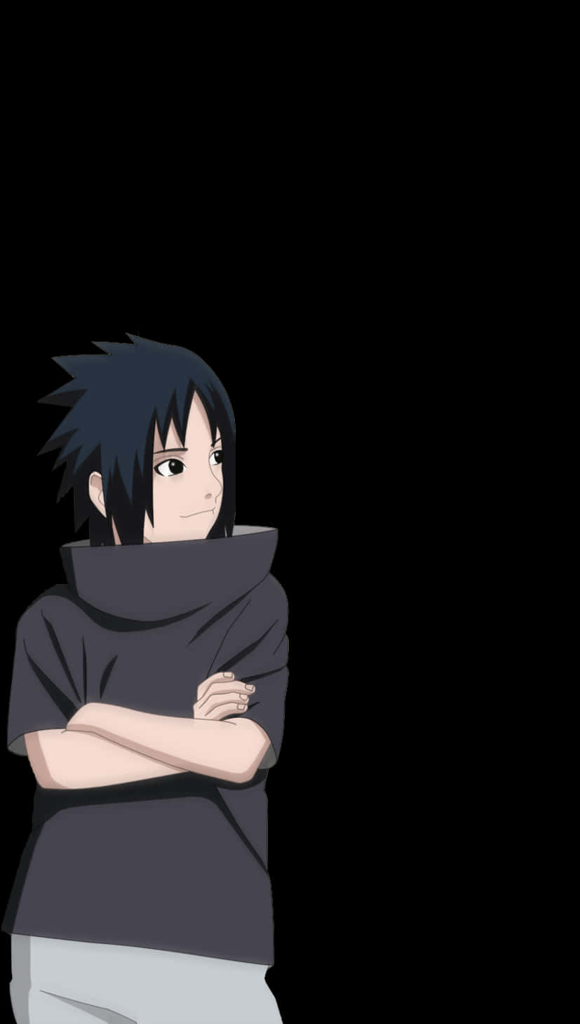 Young Anime Character Black Background