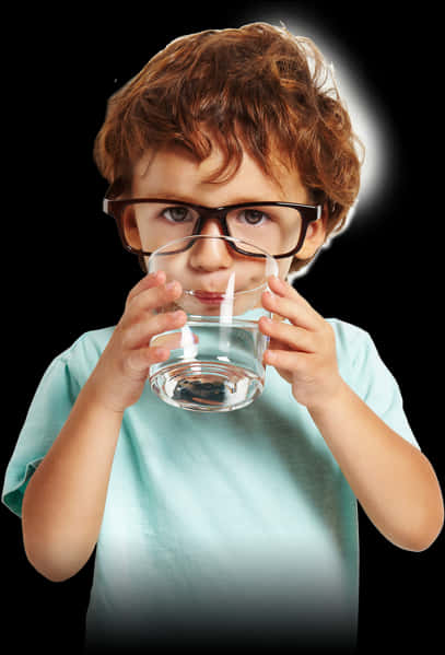 Young Boy Drinking Water Glasses Distortion