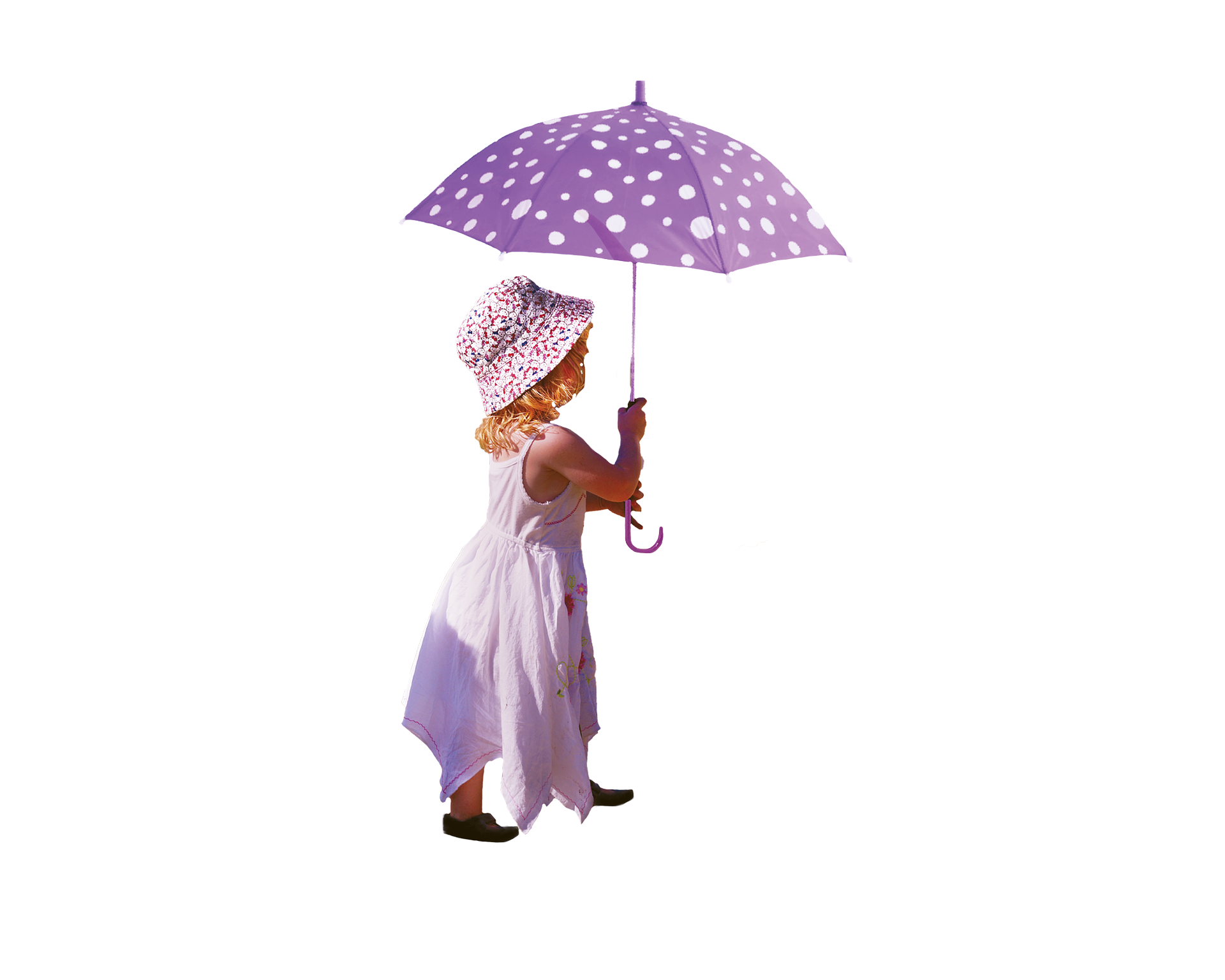 Young Girl With Polka Dot Umbrella