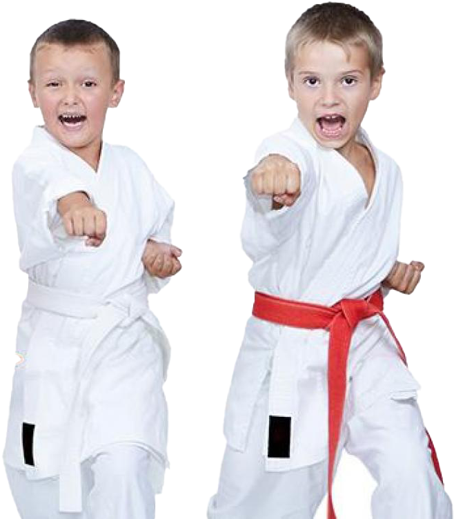 Young Karate Kids Practicing Punches