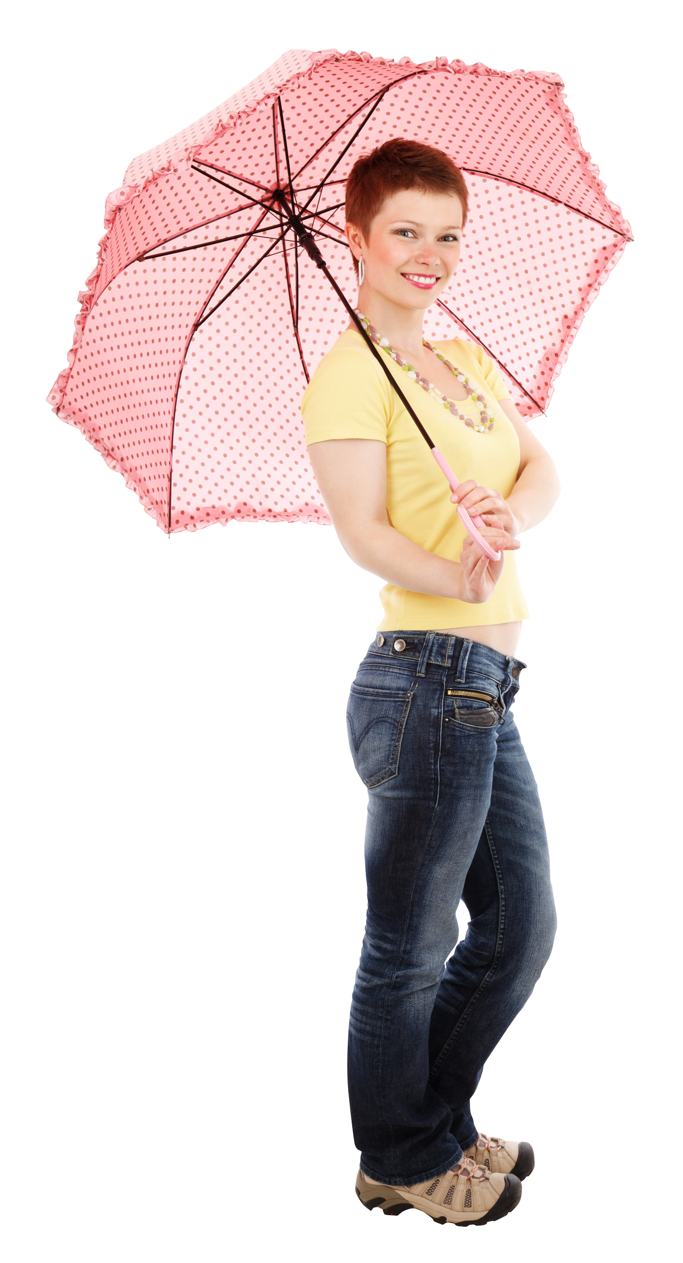 Young Woman With Pink Umbrella