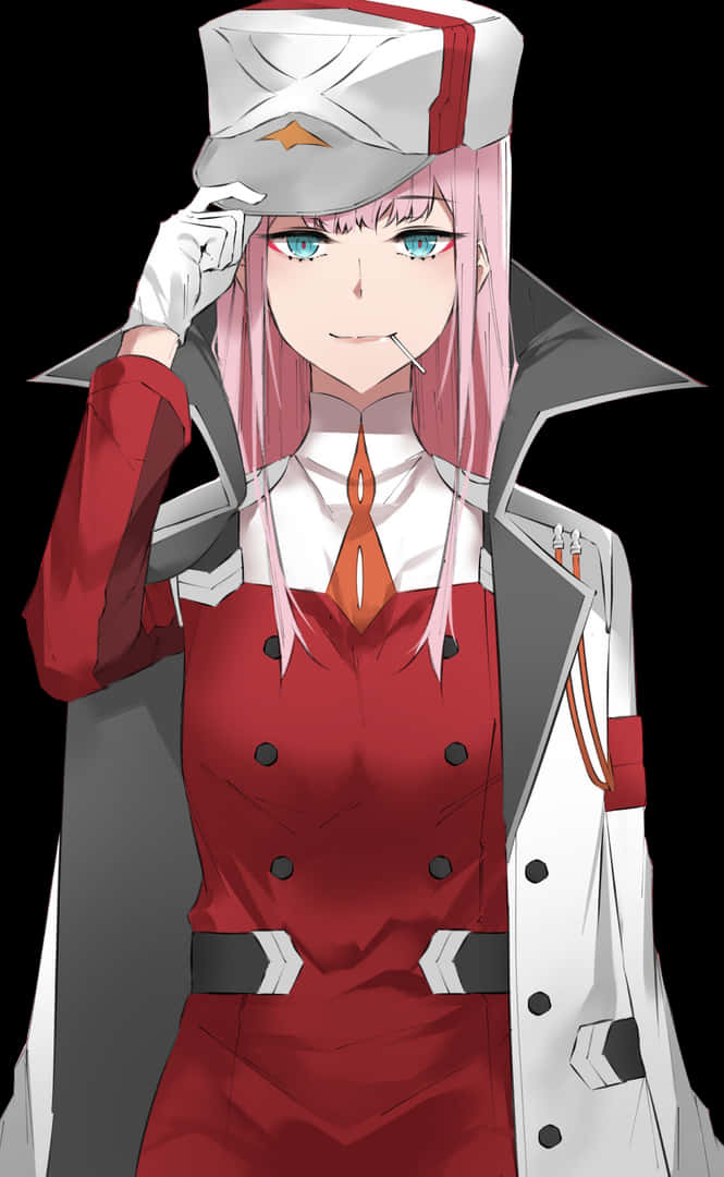 Zero Two Saluting Anime Character