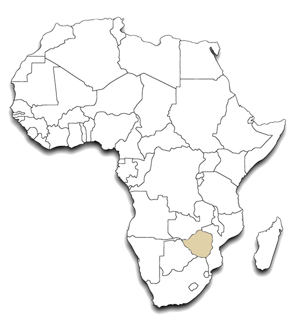 Zimbabwe Highlightedon African Continent Map