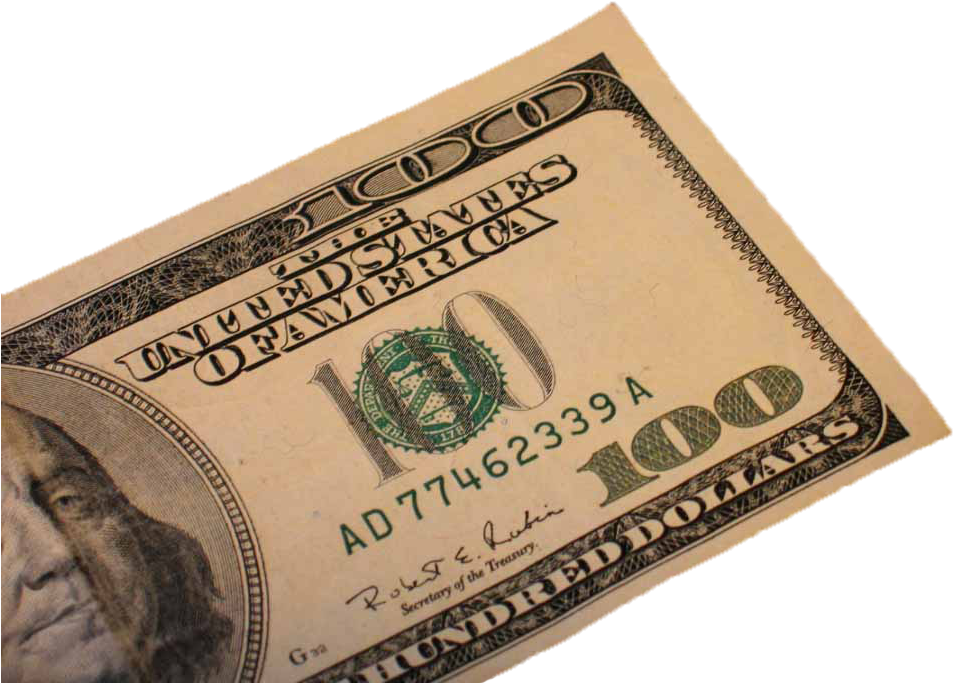 100 Dollar Bill Close Up PNG image