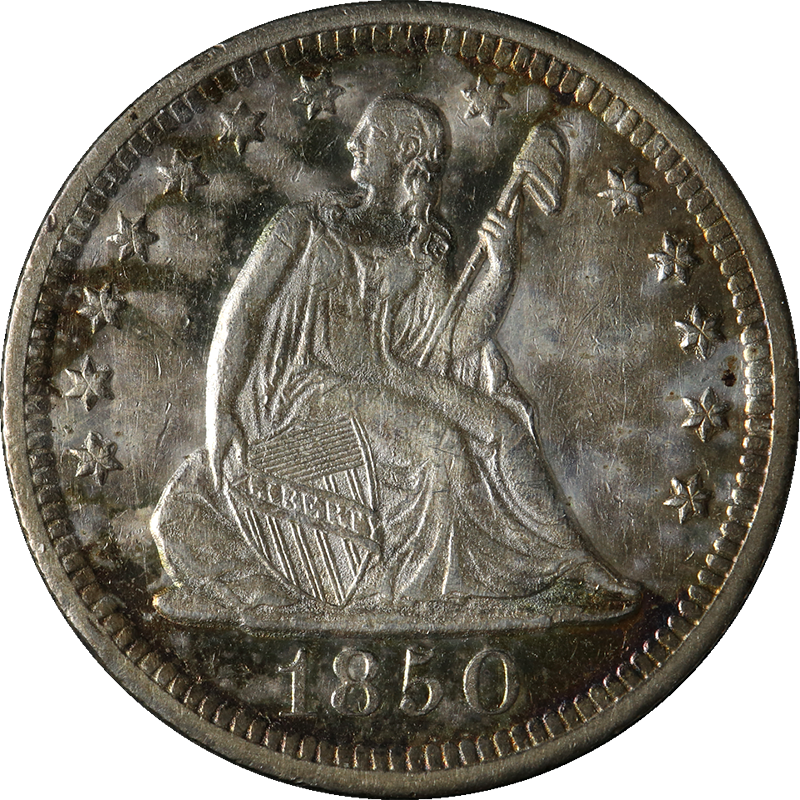 1850 Seated Liberty Silver Dollar PNG image