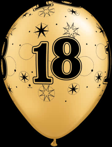 18th Birthday Celebration Gold Balloon PNG image
