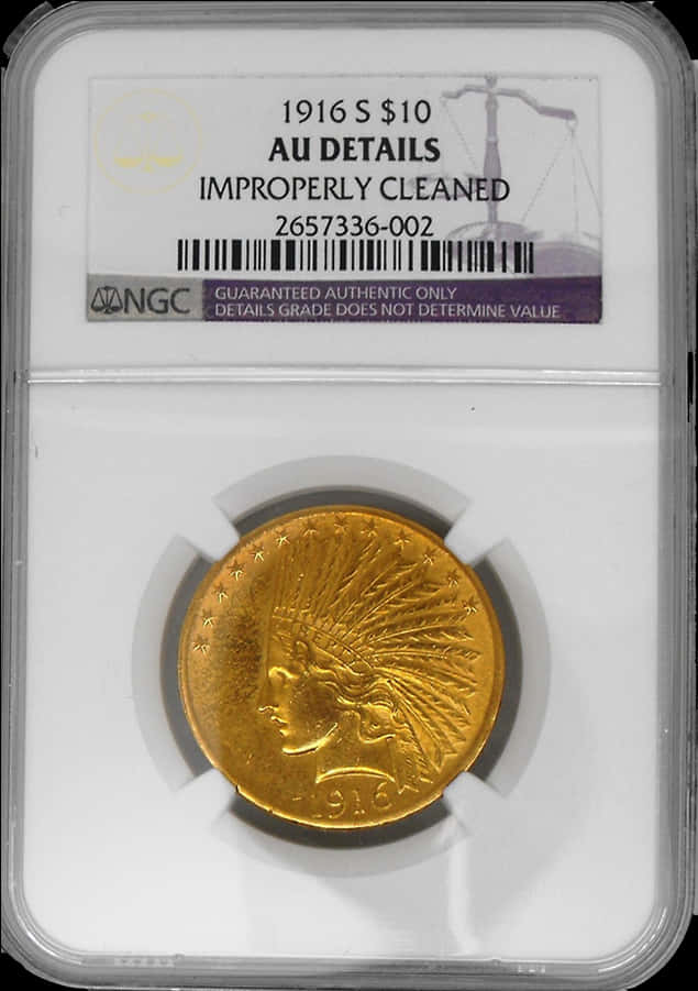 1916 S10 Dollar Gold Coin A U Details PNG image