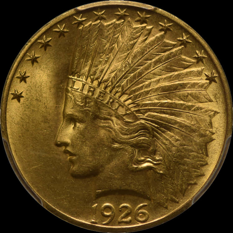 1926 Indian Head Gold Coin PNG image