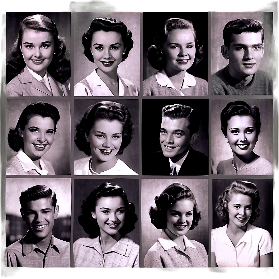 1950s High School Yearbook Photos Png 06242024 PNG image