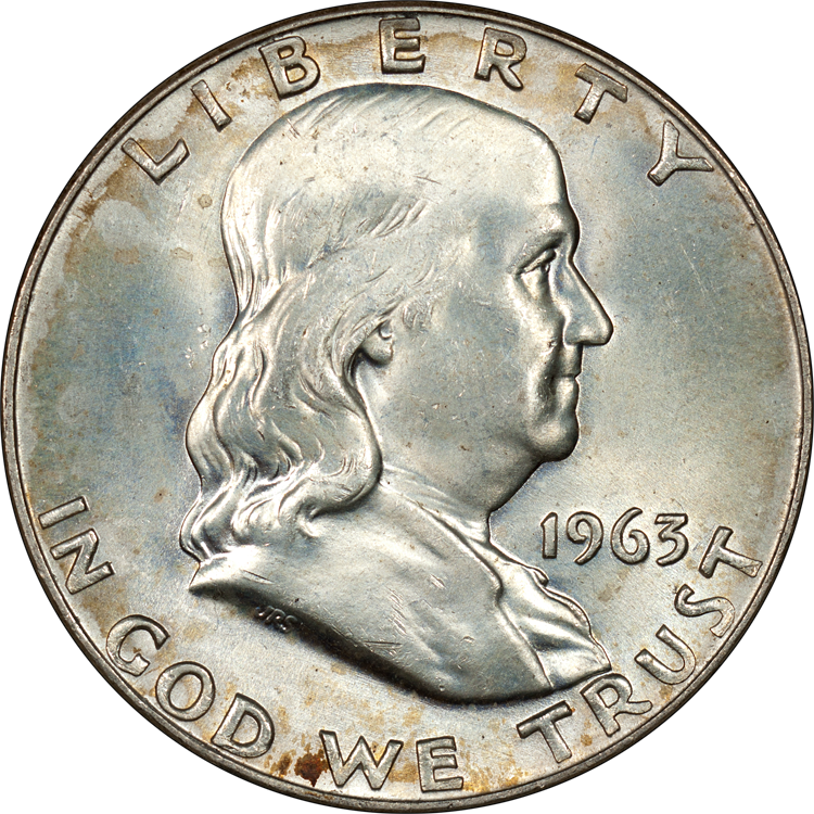 1963 Benjamin Franklin Half Dollar Coin PNG image