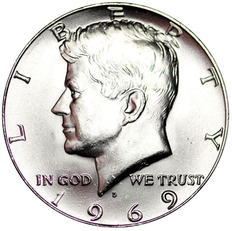 1969 Half Dollar Coin PNG image