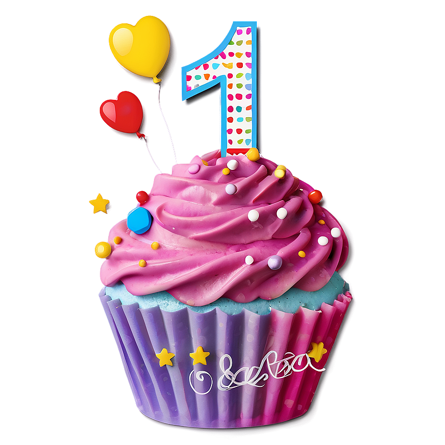 1st Birthday Cupcake Topper Png 06202024 PNG image