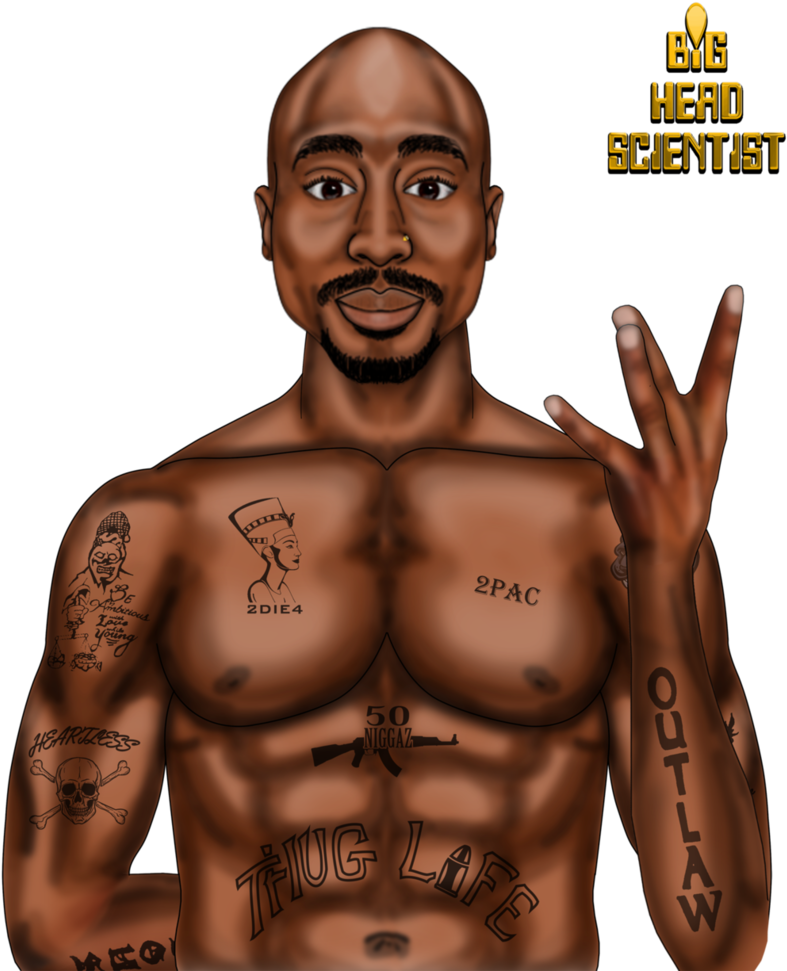 2 Pac Thug Life Tattoo Illustration PNG image