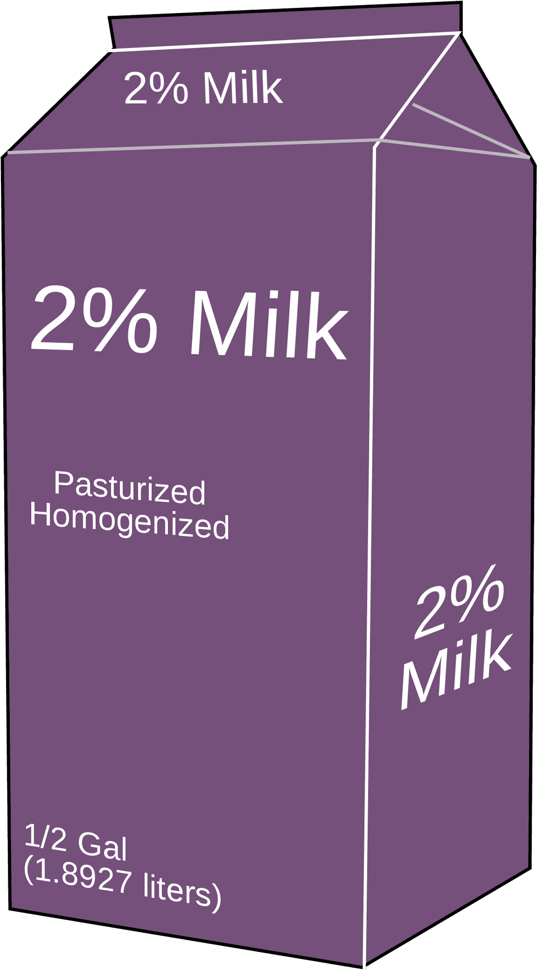 2 Percent Purple Milk Carton PNG image