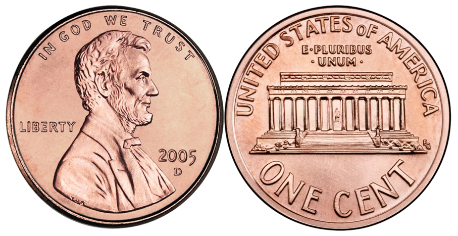 2005 U S Penny Obverse Reverse PNG image